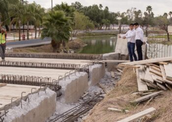 Avanza la rehabilitación del Parque Niños Héroes y mejoras viales en Matamoros